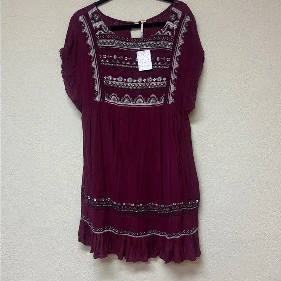 Free People Magenta Embroidered Mini Dress - Picture 2 of 4
